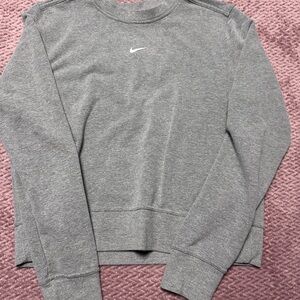 Nike Women's Classic Gray Slightly Cropped Crew Neck Sweater